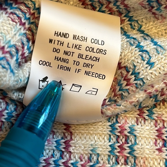 Code Mode Burgundy & Blue Multi High / Low V Neck Long Sleeve Sweater Women’s XS - Picture 11 of 11